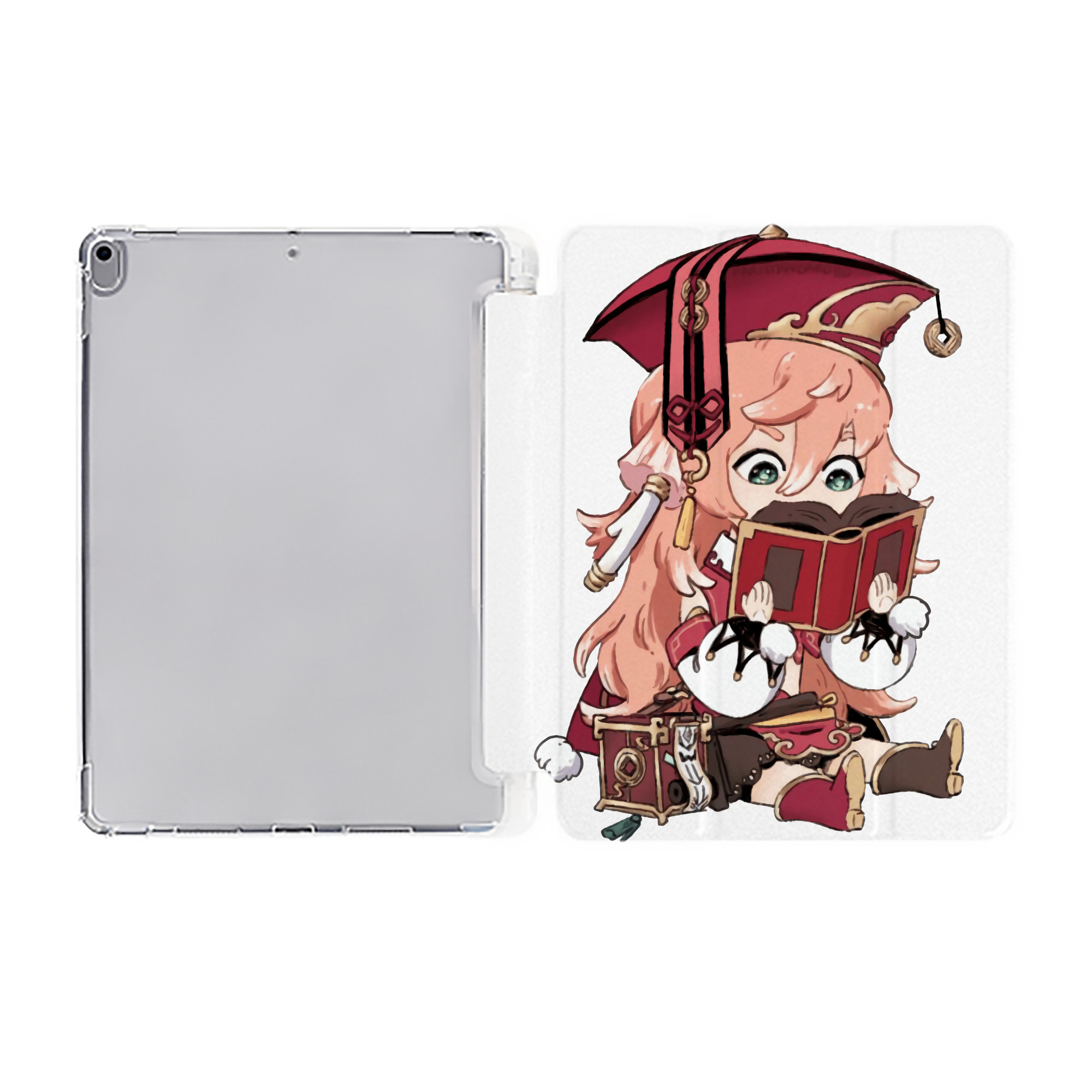 げんし神 ヤンフェイ genshin Yanfei IPad ケース ペン収納付き 三つ折りスタンド PUレザー×シリコン 対応機種9.5/10.5/10.9インチ